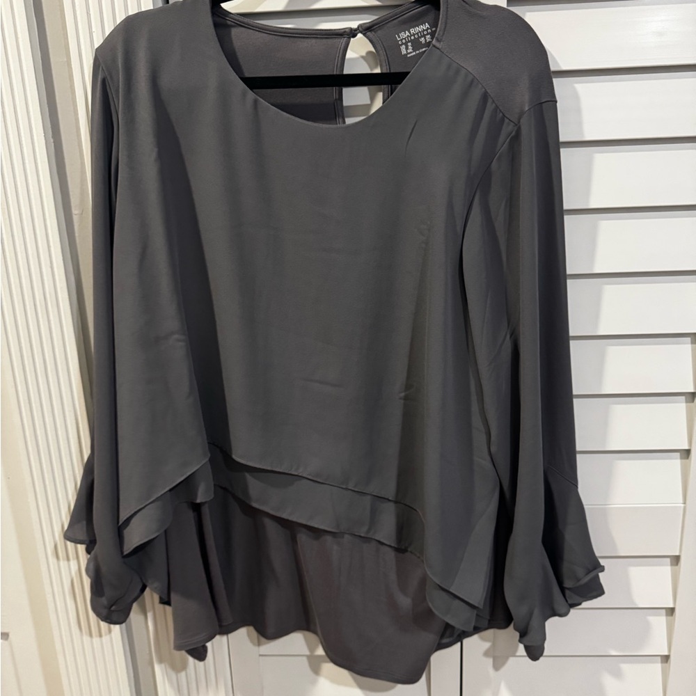 Lisa Rinna Collection Charcoal Blouse
